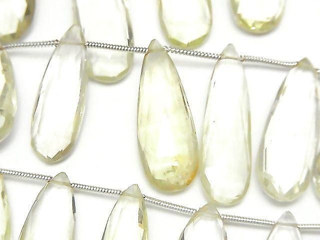 High Quality Lemon Quartz AAA- Pear shape Faceted Briolette 1strand (10pcs )