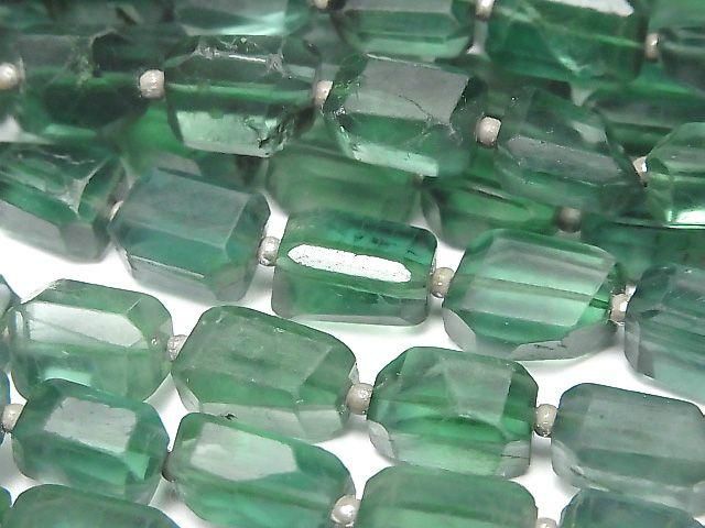 Green Fluorite AAA-Faceted Nugget 1-strand beads (approx. 9 inches/22 cm)