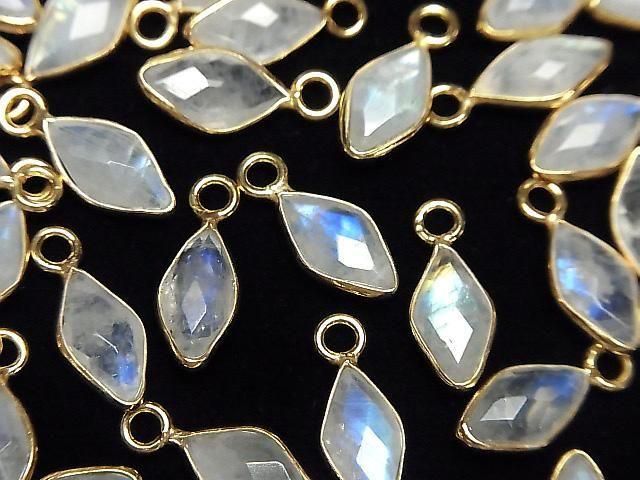 Rainbow Moonstone AA++ Bezel Setting Diamond Shape 11x6mm 18KGP 3pcs
