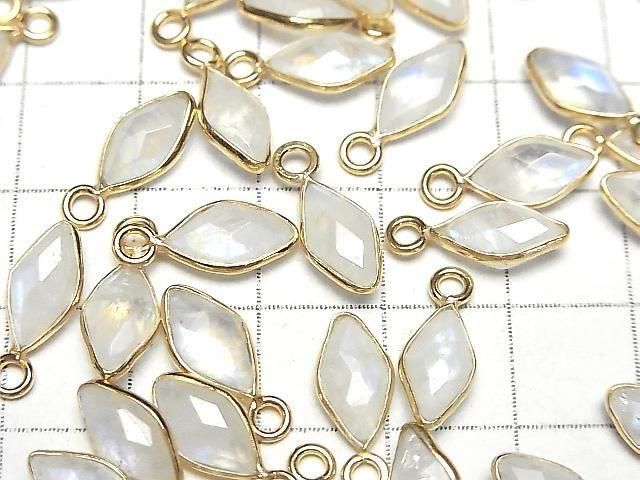 Rainbow Moonstone AA++ Bezel Setting Diamond Shape 11x6mm 18KGP 3pcs