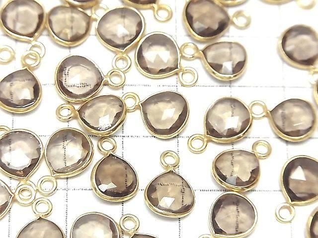 High Quality Smoky Quartz AAA Bezel Setting Chestnut 9x9mm Rose Cut 18KGP 2pcs