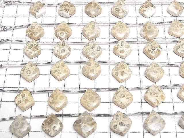Fossil Coral Deformed Pear Shape (Smooth) 1 Strand (5pcs)