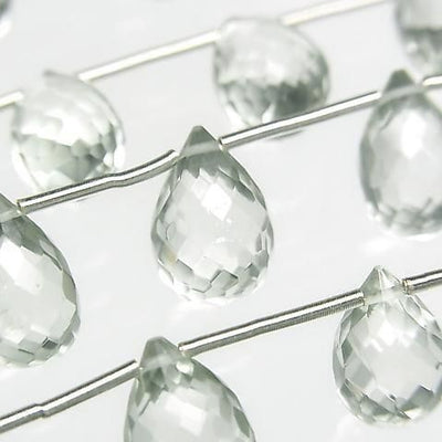 Hochwertiger Grüner Amethyst AAA-Tropfen Facettiert Briolette 1 Strang (8 Stück)