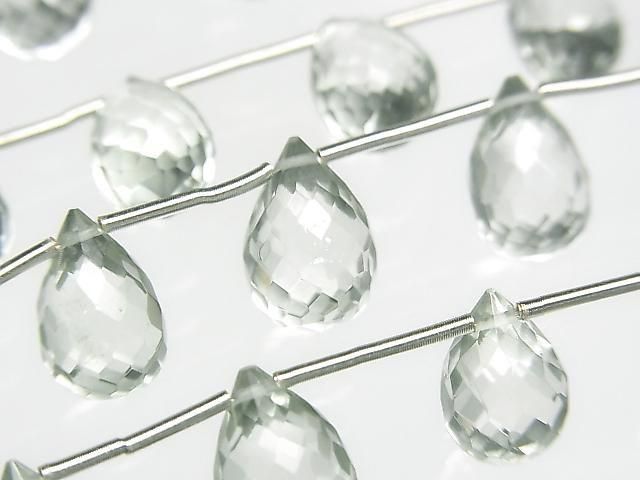 High Quality Green Amethyst AAA-Drop Faceted Briolette 1 Strand (8pcs)