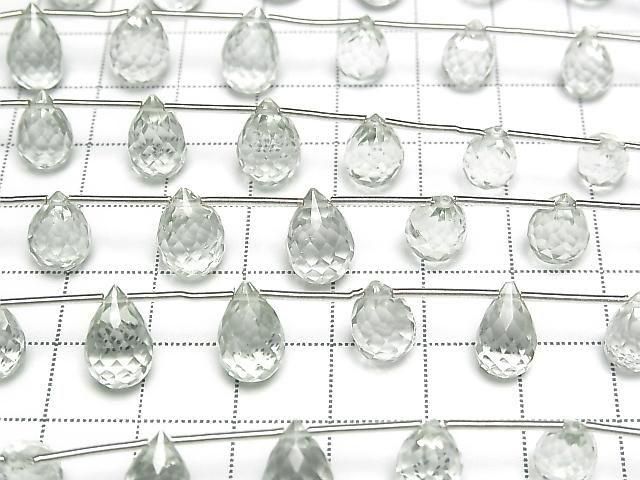 High Quality Green Amethyst AAA-Drop Faceted Briolette 1 Strand (8pcs)