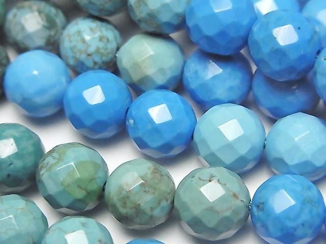 Magnesite Turquoise Faceted Round 10mm Color Gradation 1strand beads (aprx.15inch/36cm)