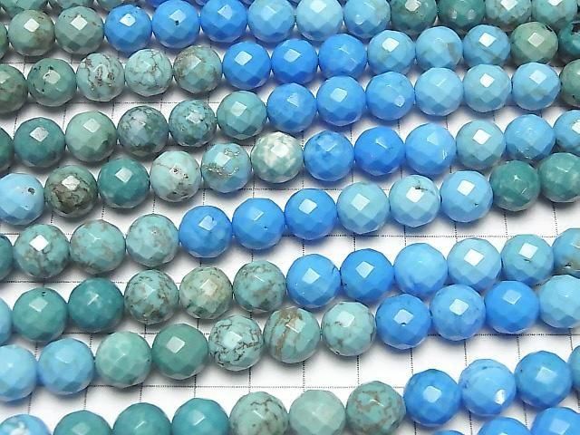Magnesite Turquoise Faceted Round 10mm Color Gradation 1strand beads (aprx.15inch/36cm)