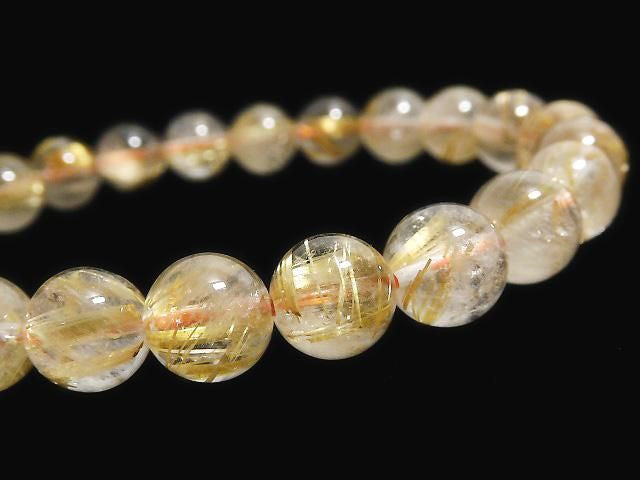 Rutilated Quartz AA++ Round 8.5mm 1strand beads (Bracelet) NO.13 [One of a kind]