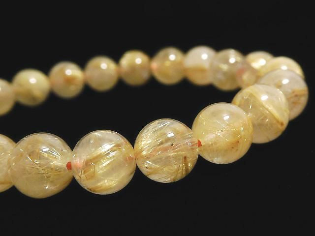 Rutilated Quartz AA++ Round 8.5mm 1strand beads (Bracelet) NO.14 [One of a kind]