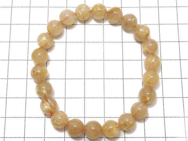 Rutilated Quartz AA++ Round 8.5mm 1strand beads (Bracelet) NO.14 [One of a kind]