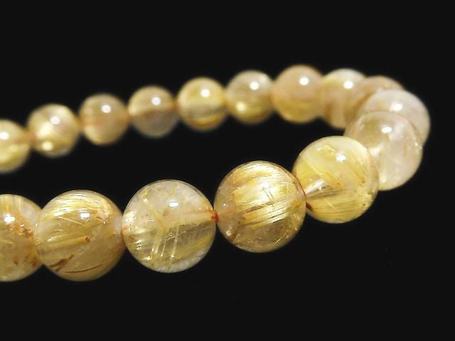 Rutilated Quartz AA++ Round 9mm 1strand beads (Bracelet) NO.15 [One of a kind]