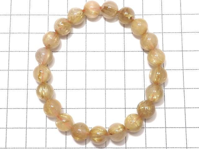 Rutilated Quartz AA++ Round 9mm 1strand beads (Bracelet) NO.15 [One of a kind]