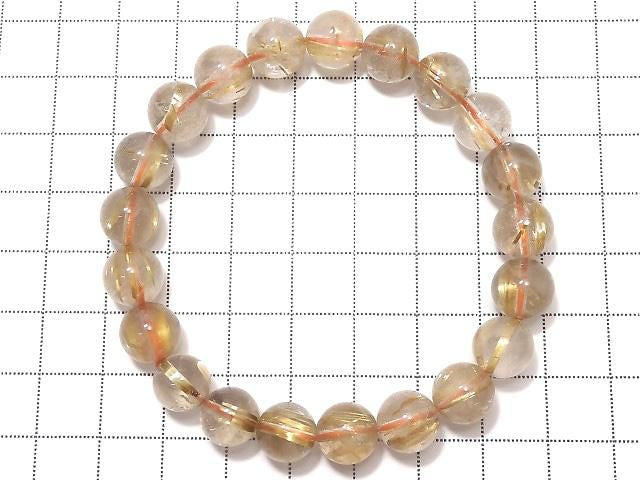 Rutilated Quartz AA++ Round 9mm 1strand beads (Bracelet) NO.16 [One of a kind]