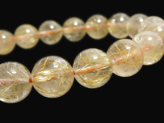 Rutilated Quartz AA++ Round 10mm 1strand beads (Bracelet) NO.17 [One of a kind]