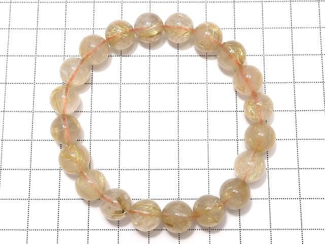Rutilated Quartz AA++ Round 10mm 1strand beads (Bracelet) NO.17 [One of a kind]