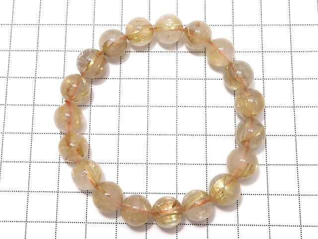Rutilated Quartz AA++ Round 10mm 1strand beads (Bracelet) NO.18 [One of a kind]