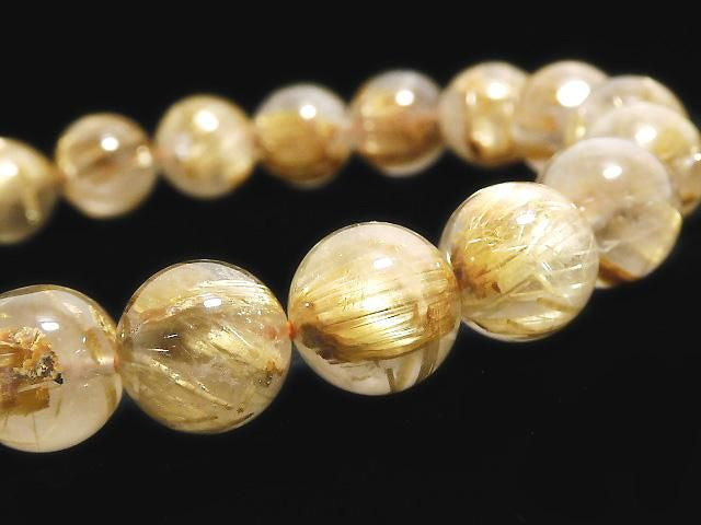 Rutilated Quartz AA++ Round 10mm 1strand beads (Bracelet) NO.19 [One of a kind]