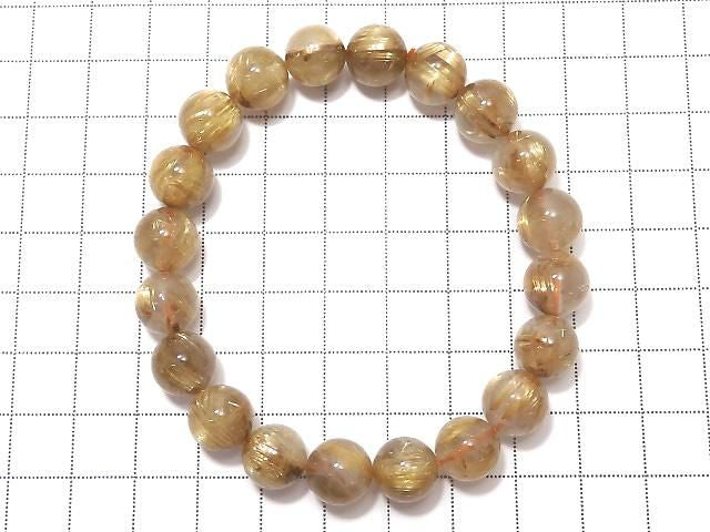 Rutilated Quartz AA++ Round 10mm 1strand beads (Bracelet) NO.19 [One of a kind]