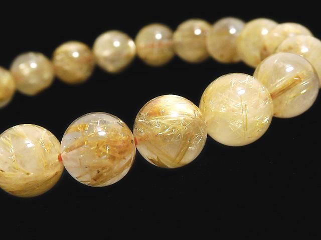 Rutilated Quartz AA++ Round 10mm 1strand beads (Bracelet) NO.20 [One of a kind]