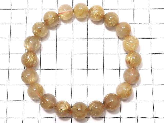 Rutilated Quartz AA++ Round 10mm 1strand beads (Bracelet) NO.20 [One of a kind]