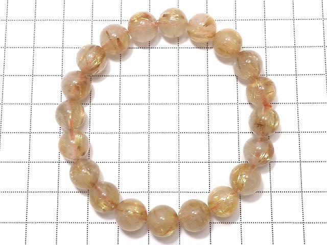 Rutilated Quartz AA++ Round 10mm 1strand beads (Bracelet) NO.21 [One of a kind]
