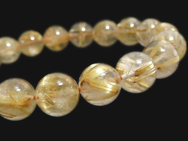 Rutilated Quartz AA++ Round 10.5mm 1strand beads (Bracelet) NO.25 [One of a kind]