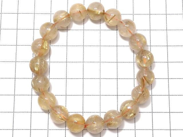 Rutilated Quartz AA++ Round 10.5mm 1strand beads (Bracelet) NO.25 [One of a kind]