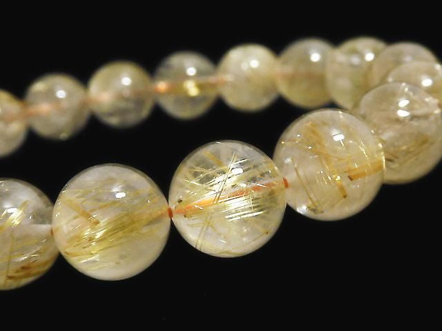 Rutilated Quartz AA++ Round 10.5mm 1strand beads (Bracelet) NO.26 [One of a kind]