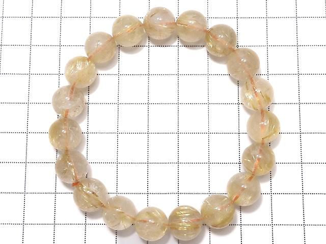 Rutilated Quartz AA++ Round 10.5mm 1strand beads (Bracelet) NO.26 [One of a kind]