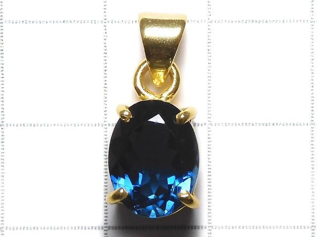 High Quality London Blue Topaz AAA Faceted Pendant 18KGP NO.136 [One of a kind]