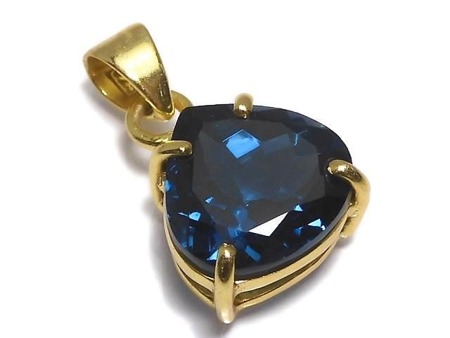 High Quality London Blue Topaz AAA Faceted Pendant 18KGP NO.139 [One of a kind]