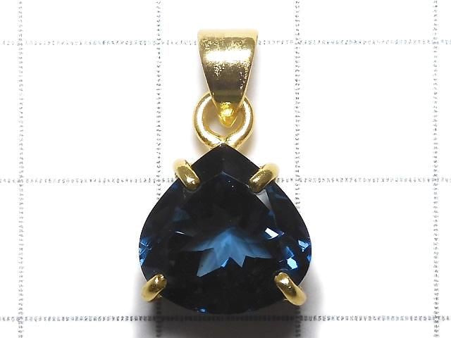 High Quality London Blue Topaz AAA Faceted Pendant 18KGP NO.139 [One of a kind]
