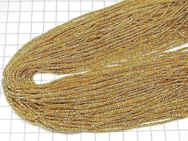 Hematite Faceted Button Rondelle 2x2x1mm Gold Plated 1strand beads (approx. 15inch/36cm) High Quality!