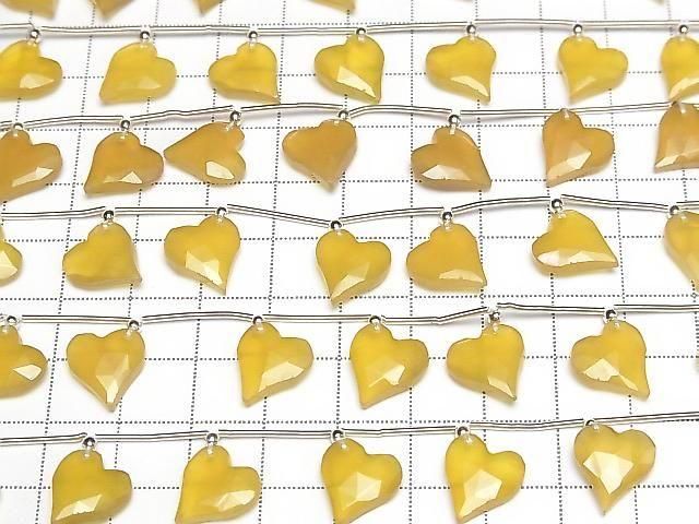 Yellow Chalcedony Heart Cut 12x11mm Half or 1 Strand (6pcs)
