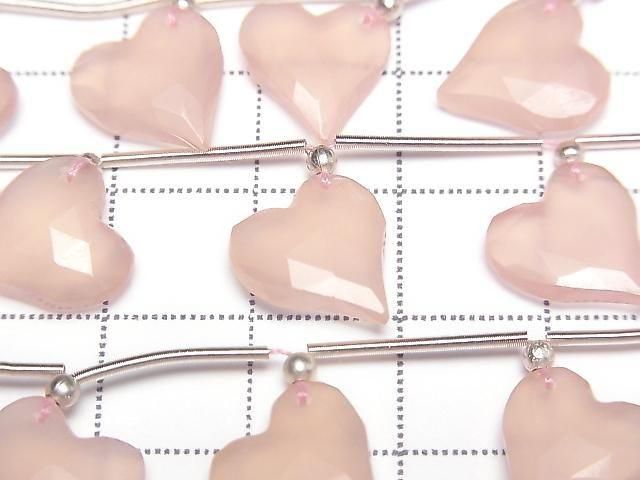 Pink chalcedony heart cut 12x11mm half or 1 strand (6pcs)
