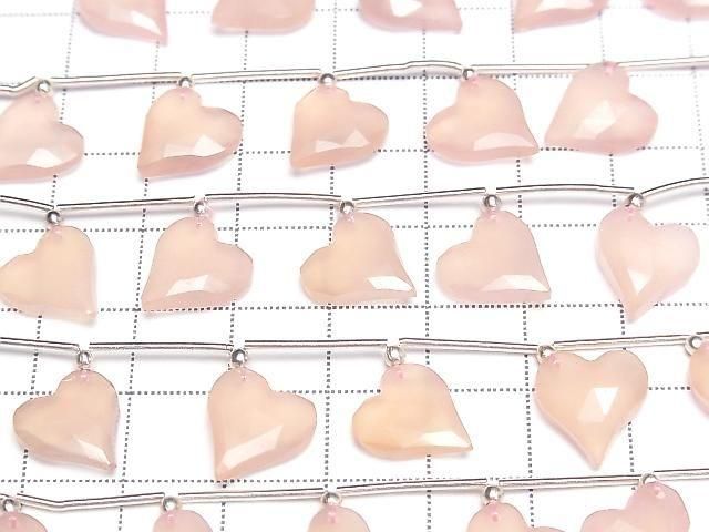 Pink chalcedony heart cut 12x11mm half or 1 strand (6pcs)