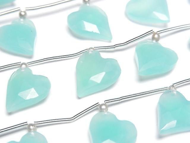 Sea Blue Chalcedony Heart cut 12x11mm half or 1strand (6pcs )