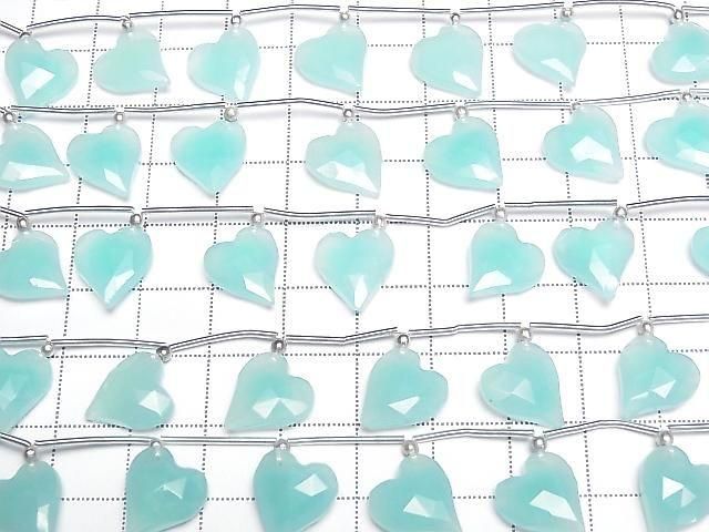 Sea Blue Chalcedony Heart cut 12x11mm half or 1strand (6pcs )