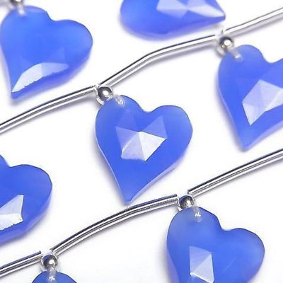Blauer Chalcedon Herzschnitt 12x11mm halb oder 1 Strang (6Stück)