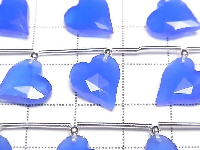Blue chalcedony heart-cut 12x11mm half or 1 strand (6pcs)