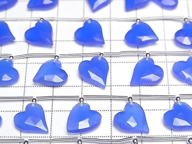 Blue chalcedony heart-cut 12x11mm half or 1 strand (6pcs)