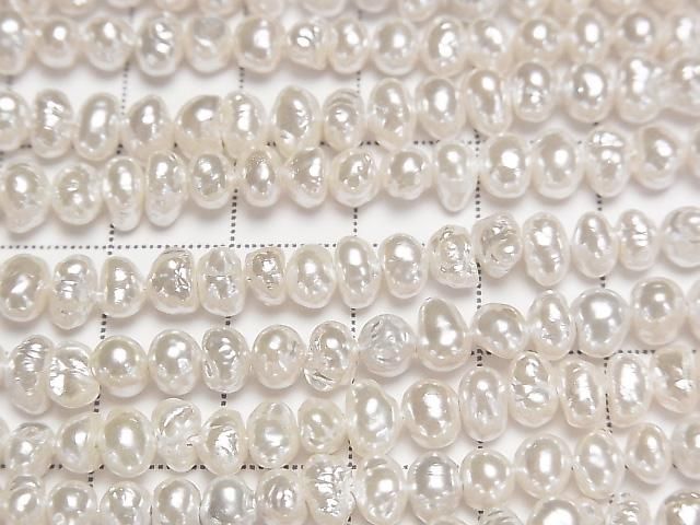 Fresh Water Pearl AA White Potato-Rondelle 5-5.5mm Pearl Coated 1strand beads (approx. 15inch/38cm)