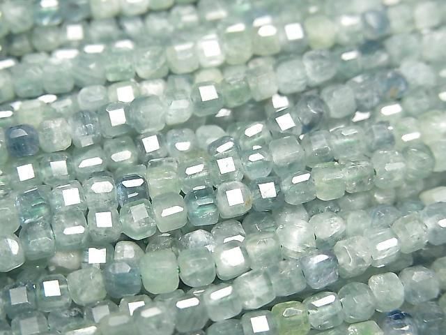Blue-green Kyanite AA++ Cube Shape 3x3x3mm 1strand beads (approx. 15inch/36cm) High Quality!