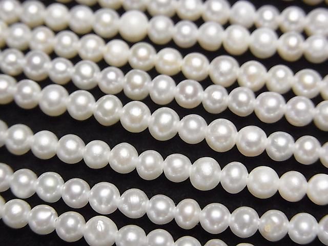 Fresh Water Pearl AA Semi Round-Potato 3-3.5mm White 1strand beads (approx. 15 inches/37 cm)