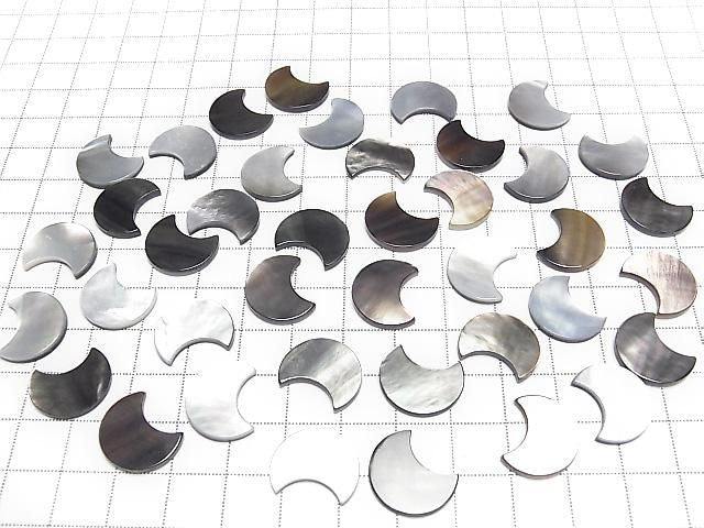 High-quality Black Shell (Black-lip Oyster) AAA Undrilled Crescent Shape 16x13mm 3pcs