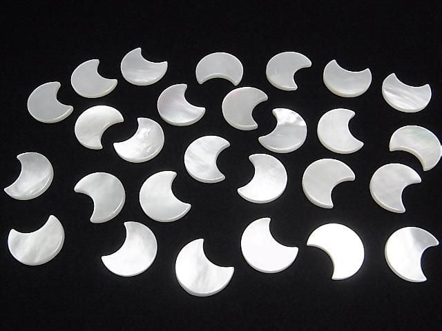 High-quality white shell (black-lip oyster) AAA undrilled crescent shape 16x13mm 3pcs