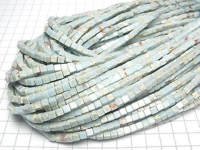 Pastel blue Kaolinite cube 4x4x4mm 1 strand beads (approx. 15 inches/36 cm)