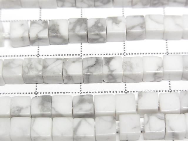 Howlite Magnesite Cube 4x4x4mm 1strand beads (aprx.15inch/36cm)