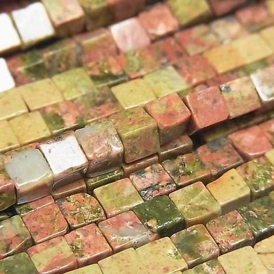 Unakitwürfel 4x4x4mm 1 Strang Perlen (ca. 15 Zoll/36 cm)