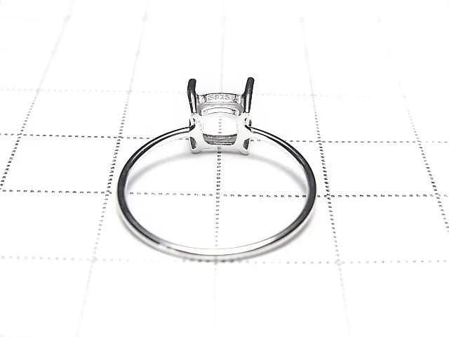 Silver925 Ring Frame (Prong Setting)Square Faceted 6mm Rhodium Plated 1pc